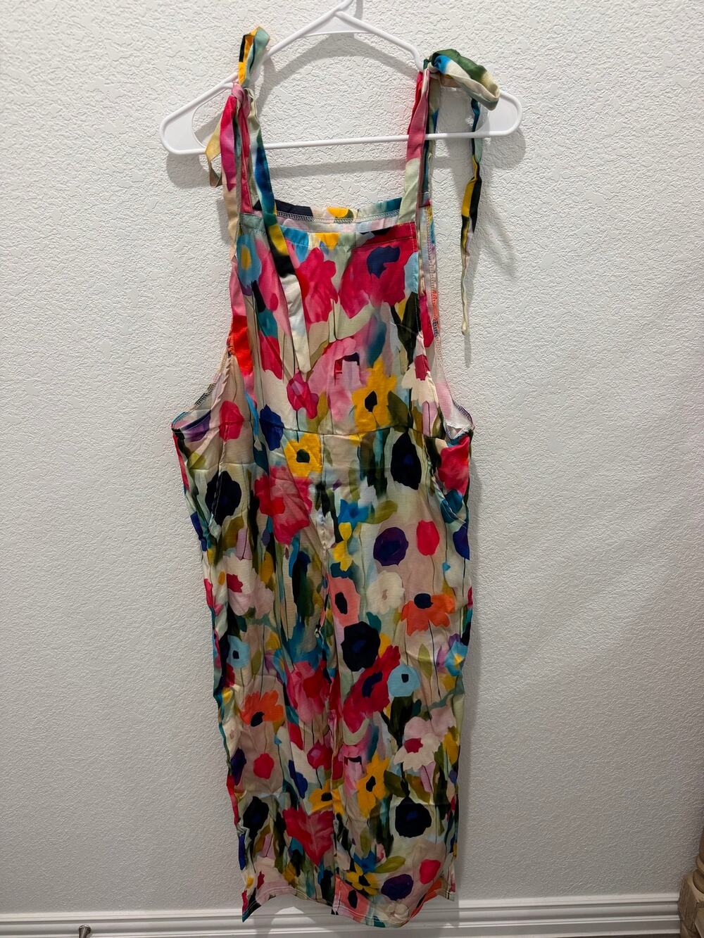 Floral Pant Jumper with Tie Straps and Pockets size S